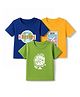 Doodle Poodle 100% Cotton Single Jersey Knit T-Shirts with Half Sleeves and Travel Print Pack of 3 - Green Blue & Orange