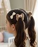 Ribbon Candy Set Of 2 Stone Embellished Teddy Bear & Bow Applique Detailed Rubber Bands - Beige & Off White