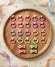 Ribbon Candy Set of 20 Bead Embellished Rubber Bands with Set of 2 Bow Applique Detailed Alligator Hair Clip - Multi Colour