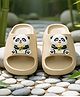 Yellow Bee Panda Applique Detailed Sliders - Beige