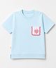 Bonfino 100% Cotton Oversized T-Shirt with Half Sleeves and Strawberry Embroidery - Light Blue