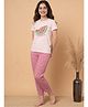 Lil Tomatoes Cotton Knit Half Sleeves Watermelon Printed Top & Pajama Night Suit - Pink