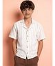 Lil Tomatoes Cotton Knit Half Sleeves Striped Shirt - White