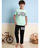 Lil Tomatoes Cotton Knit Half Sleeves ONBA Text Printed Tee & Pajama Night Suit - Light Green
