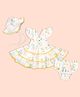 My Milestones Cotton Woven Half Sleeves Tropical Theme Printed Dress With Headband & Bloomer - Multi Colour
