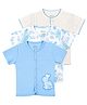 My Milestones Cotton Knit Pack Of 3 Half Sleeves Solid & Floral Printed Tees - White & Blue