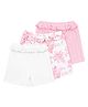 My Milestones 100% Cotton Knit Pack of 3 Floral Printed & Solid Shorts - White & Pink