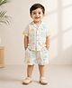 My Milestones 100% Cotton Woven Half Sleeves Tropical Theme Printed Shirt & Shorts Set - Multi Colour