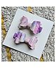 FOLLOW THE NEEDLE Glittered Bow Applique Detailed Hair Clips - Purple