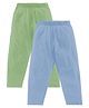 Kiddopanti Cotton Knit Ankle Length Solid Colour Pajamas With Single Pocket Pack of 2 - Light Green & Light Blue