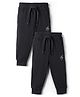Kiddopanti Cotton Knit Ankle Length Solid Colour Track Pant Pack of 2 - Black