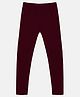 Kiddopanti Cotton Lycra Knit Ankle Length Solid Colour Leggings - Maroon