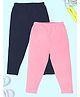 Kiddopanti Cotton Lycra Knit Capri Length Solid Colour Three Fourth Leggings Pack of 2 - Baby Pink & Navy