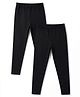 Kiddopanti Cotton Lycra Knit Ankle Length Solid Colour Leggings Pack of 2 - Black