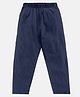 Kiddopanti Cotton Knit Ankle Length Solid Colour Pajamas With Single Pocket -Navy Blue