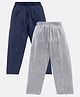 Kiddopanti Cotton Knit Ankle Length Solid Colour Pajamas With Single Pocket Pack of 2 - Navy & Grey