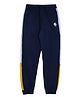 Kiddopanti Cotton Knit Ankle Length Solid Cut & Sew Track Pant with Side Tape - Navy Blue