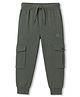 Kiddopanti Cotton Knit Ankle Length Solid Cargo Track Pant - Green