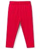 Kiddopanti Cotton Lycra Knit Ankle Length Solid Colour Leggings - Red