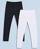 Kiddopanti Cotton Lycra Knit Ankle Length Solid Colour Leggings Pack of 2 - Black & White
