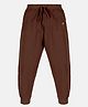 Kiddopanti Cotton Knit Ankle Length Solid Colour Track Pant - Brown