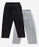 Kiddopanti Cotton Knit Ankle Length Solid Pajama With Single Pocket Pack of 2 - Black & Grey