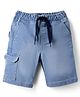 Kiddopanti Denim Woven Solid Color Cargo Light Wash  Shorts  - Light Blue