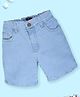 Kiddopanti Denim Woven Solid Color Light Wash Shorts - Light Blue