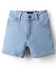 Kiddopanti Denim Woven Solid Color Light Wash Shorts - Light Blue