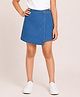 Kiddopanti Denim Woven Solid Color Over Lap MId Wash Skorts - Blue