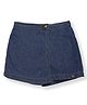 Kiddopanti Denim Woven Solid Color Over Lap MId Wash Skorts - Blue