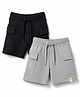 Kiddopanti Cotton Knit Solid Cargo Shorts Pack of 2 - Black & Grey
