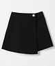 Kiddopanti Cotton Woven Solid Color Over Lap Skorts - Black