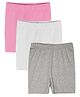 Kiddopanti Cotton Lycra Knit Solid Colour Cycling Shorts Pack of 3  - White Pink & Grey