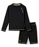 Kiddopanti Full Raglan Sleeves Solid Colour Two Piece Swimsuit- Black
