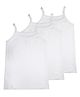 Kiddopanti Cotton  Knit Solid Colour Sleeveless Slips Pack of 3 - White