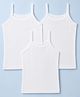 Kiddopanti Cotton  Knit Solid Colour Sleeveless Slips Pack of 3 - White