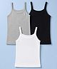 Kiddopanti Cotton  Knit Solid Colour Sleeveless Slips Pack of 3 - White Black & Grey