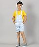 Kiddopanti Cotton Woven Stripe Printed Dungaree Shorts - Blue