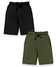 Kiddopanti  Cotton Knit Solid Color Knee Length Basic Shorts Pack Of 2 -  Black & Military Green