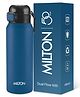 Milton Dual Flow 600 Thermosteel Water Bottle 595 ml with One Touch Safety Lock & Twin Lid Sip or Gulp,Long Hours Hot & Cold,Leak Proof,ISI Certified,Vacuum Insulated,for Office,Gym,School,Dark Blue