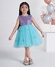 Ministitch Net Woven Sleeveless Sequence Body With 3D Butterfly Applique Party Frock  - Purple