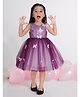 Ministitch Net Woven Sleeveless Sequinned Party Frock With Butterfly Applique - Wine