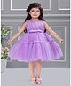 Mini Stitch Net Woven Sleeveless Fan Pleated Yoke Dress With Frilled Pattern Party Frock - Lavender