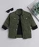 Ministitch Cotton Woven Full Sleeves Solid Colour  Denim Jacket - Olive