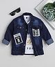 Ministitch Denim Woven Jacket with Patches & Printed T-Shirt - Navy