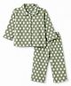Kanvin Knit Full Sleeves Co-Ords Shirt & Pyjama Winter Wear Night Suit with Polka Dots Print - Green