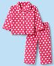 Kanvin Knit Full Sleeves Co-Ords Shirt & Pyjama Winter Wear Night Suit with Polka Dots Print - Fuchsia