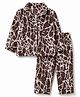 Kanvin Knit Full Sleeves Co-Ords Shirt & Pyjama Winter Wear Night Suit with Abstract Print -Dark Brown