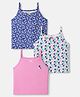 Pine Kids Cotton Lycra Knit Solid Slips With Floral Print Pack of 3 - Pink Neavy Blue